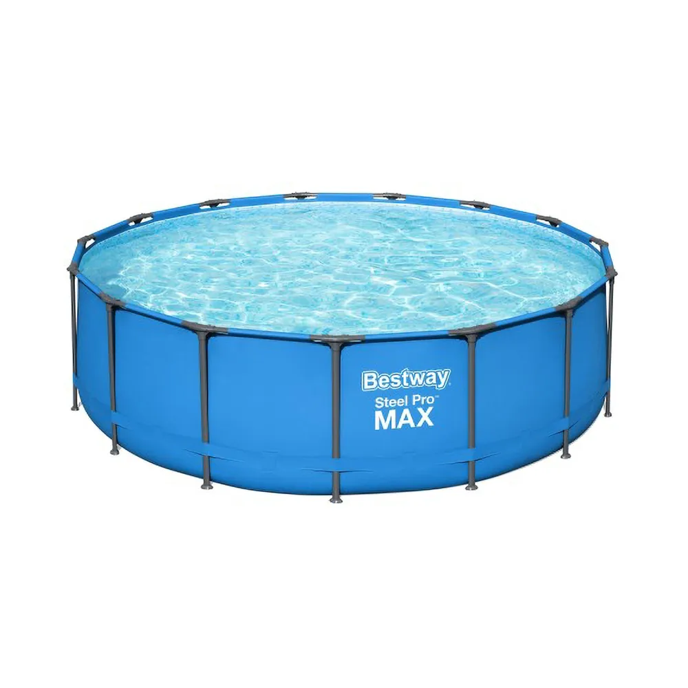 Bestway Steel Pro MAX 15’ x 48” Round Steel Frame Above Ground Outdoor Swimming Pool Outdoor Metal Frame with Heavy Duty Repair Patch