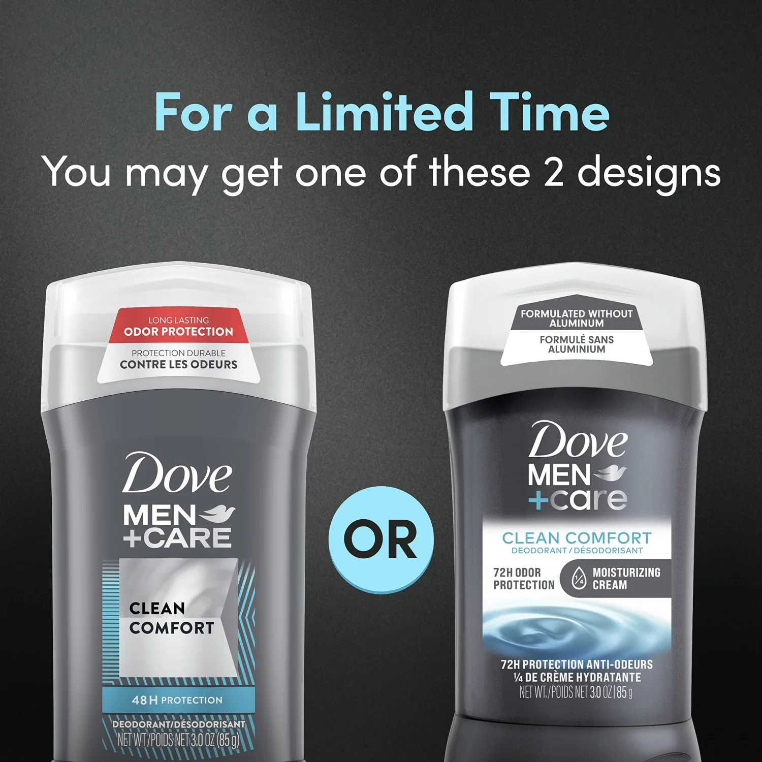 Dove Men+Care Deodorant Stick for Men Clean Comfort Aluminum Free 72-Hour Odor Protection Mens Deodorant with 1/4 Moisturizing Cream 3 oz
