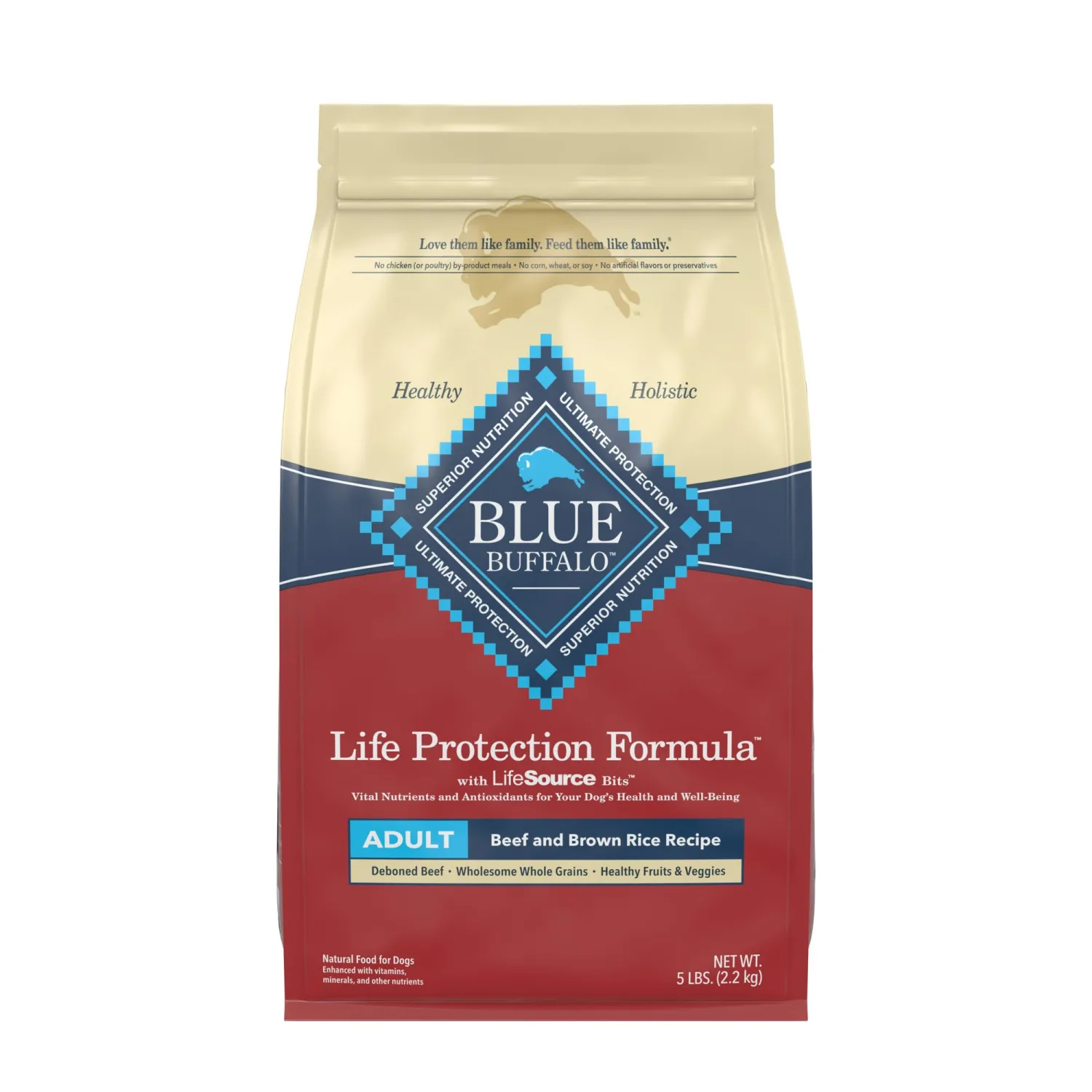 Blue Buffalo Life Protection Formula Natural Adult Dry Dog Food, Beef and Brown Rice 5-lb Trial Size Bag