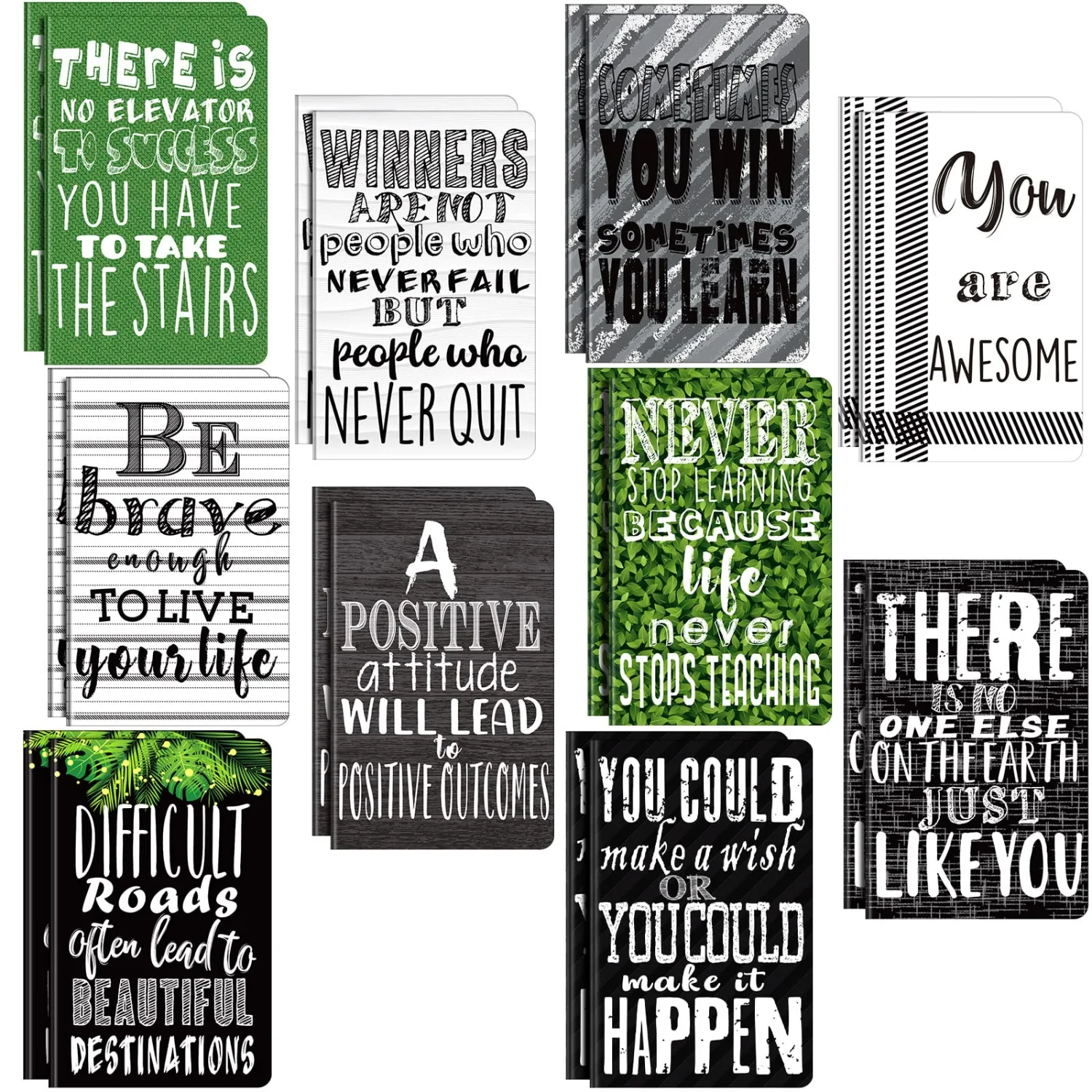 Inspirational Gifts Notepads Mini Motivational Journal Notebook Bulk Small Pocket Notepads for Office Home Church Christian Gift Supplies, 10 Styles(Cool Style,20 Pieces)