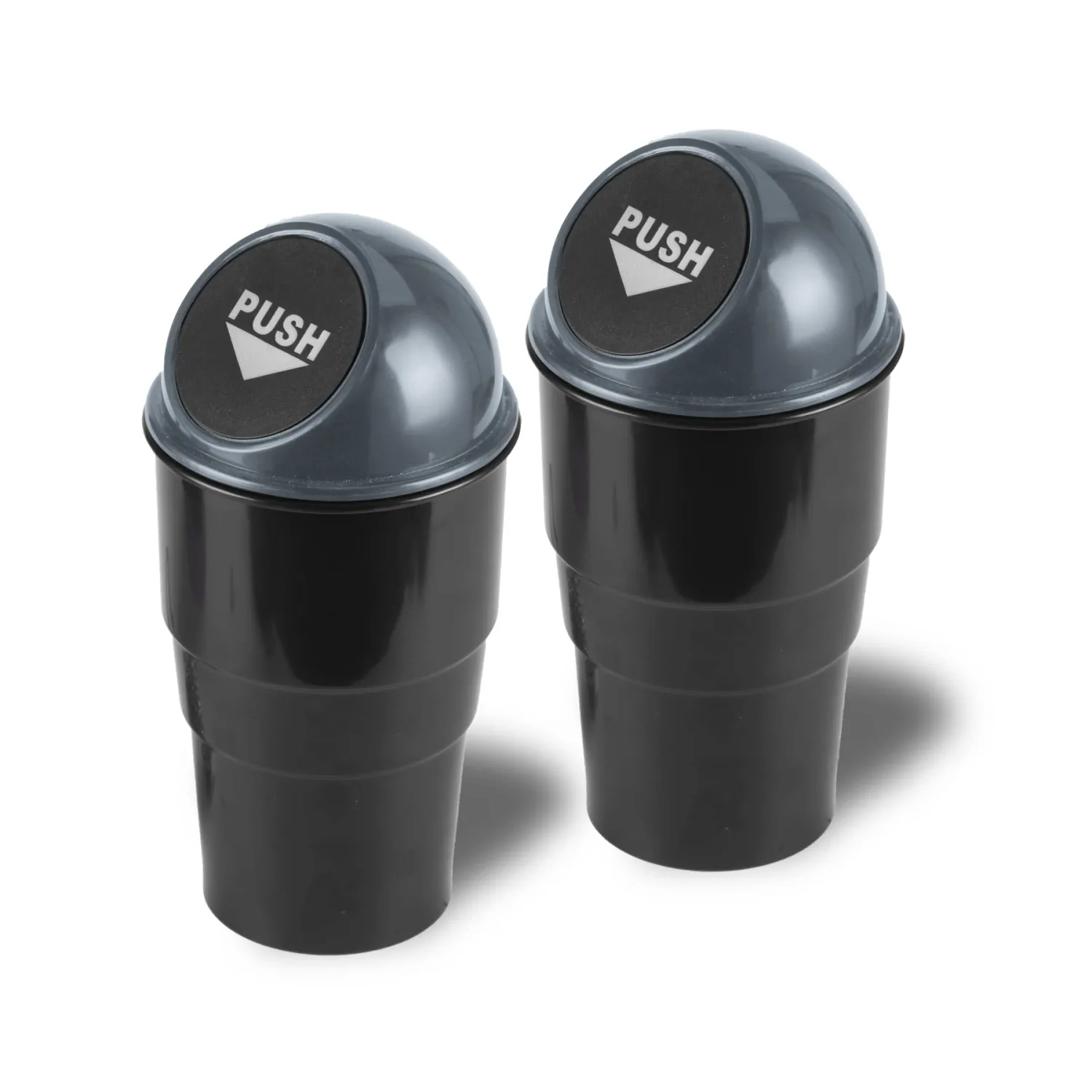 JUSTTOP 2 Pack Automotive Cup Holder Garbage,Mini Car Trash Can, Small Automatic Portable Trash Can, for Car Home Office (Grey)