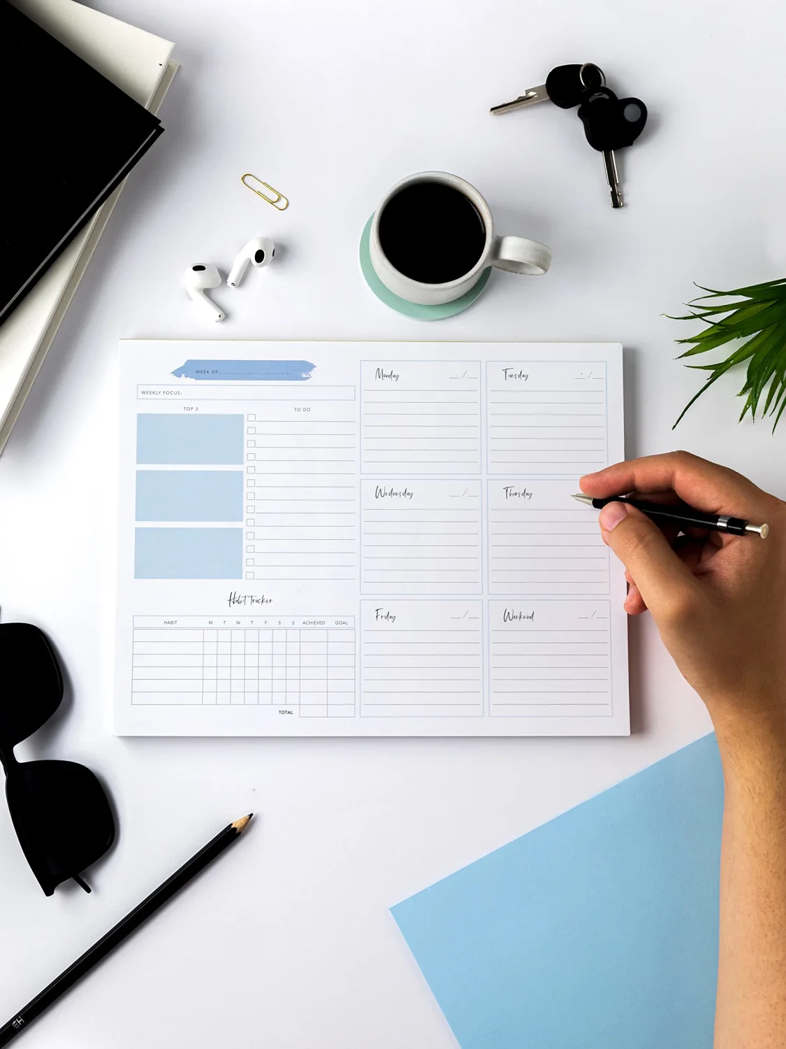 Weekly Planner Notepad Tear Off – 52 Undated Weekly Sheets Daily To Do List Notepad, Habit Tracker, Academic Planner Notebook, Daily Work Planner- Full Year Productivity Planner Weekly To Do List Pad 10.1 x 7.7’’
