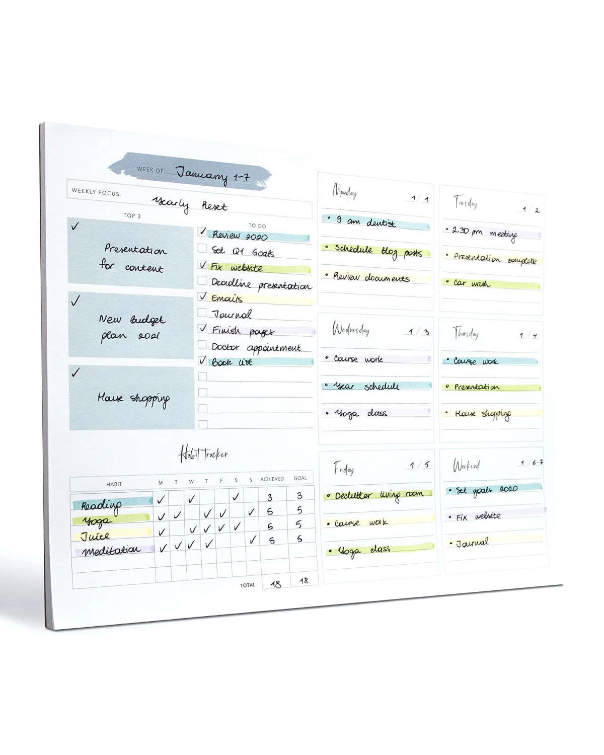 Weekly Planner Notepad Tear Off – 52 Undated Weekly Sheets Daily To Do List Notepad, Habit Tracker, Academic Planner Notebook, Daily Work Planner- Full Year Productivity Planner Weekly To Do List Pad 10.1 x 7.7’’