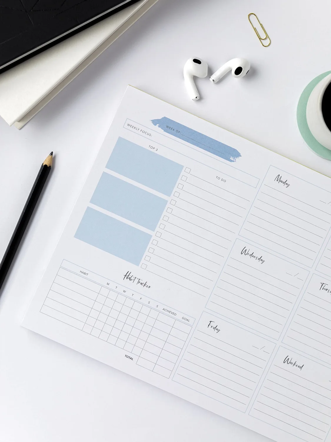 Weekly Planner Notepad Tear Off – 52 Undated Weekly Sheets Daily To Do List Notepad, Habit Tracker, Academic Planner Notebook, Daily Work Planner- Full Year Productivity Planner Weekly To Do List Pad 10.1 x 7.7’’