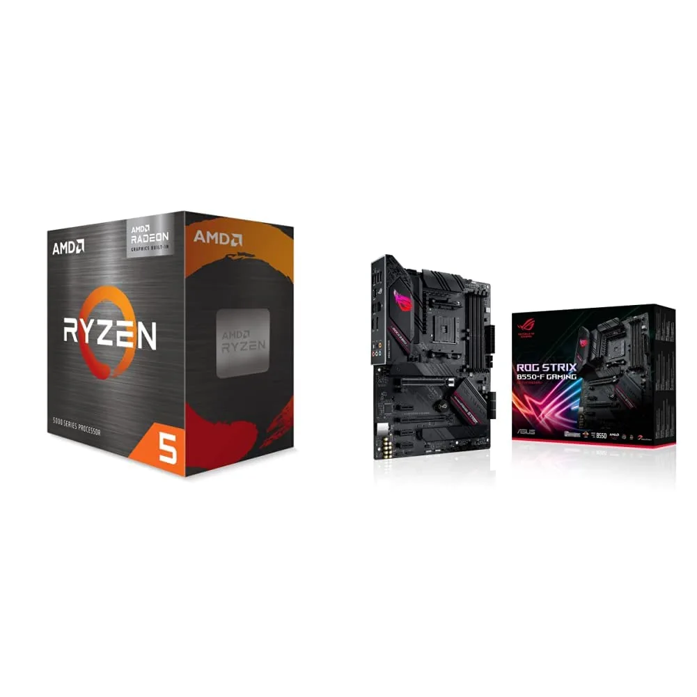 AMD Ryzen 5 5600G 6-Core 12-Thread Unlocked Desktop Processor & ASUS ROG Strix B550-F Gaming AMD AM4 Zen 3 Ryzen 5000 & 3rd Gen Ryzen ATX Gaming Motherboard