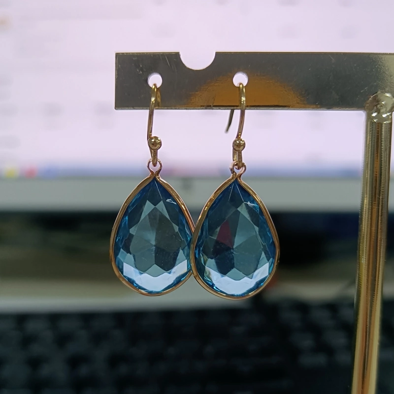 Women's Fashion Blue Crystal Drop Shape Earrings