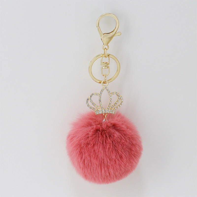 Artificial Fur Plush Crown Keychain Alloy Fashion Plush Bag Pendant