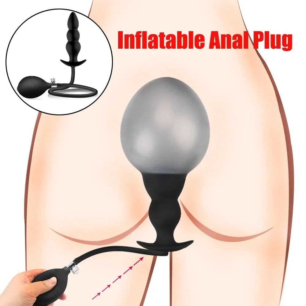 Silicone Inflated Anal Dildo Adult Sex Toys For Women/Man Dilator Prostate Massage Anal Plug No Vibrator Anal Toys Big Butt Plug