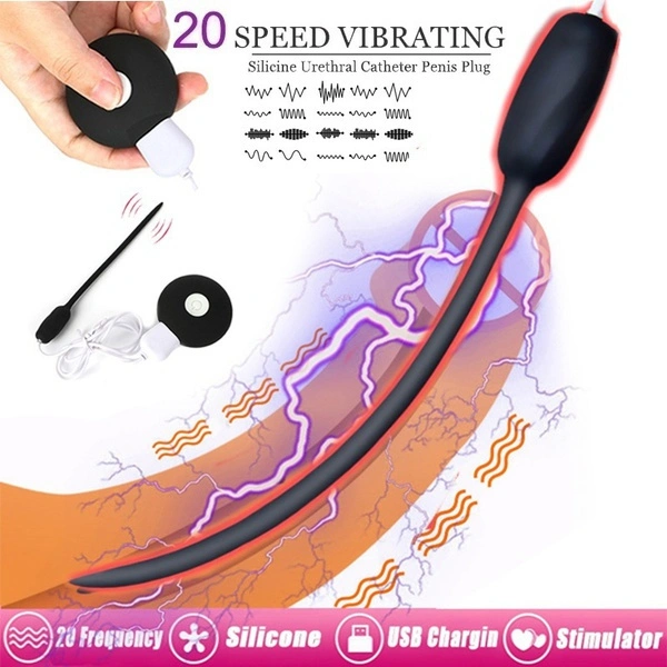 Silicone Urethral Vibrator Sound Catheter 20 Speeds Uretral Dilator Vibrating Penis Plug Male Masturbator Adult Sex Toys for Men