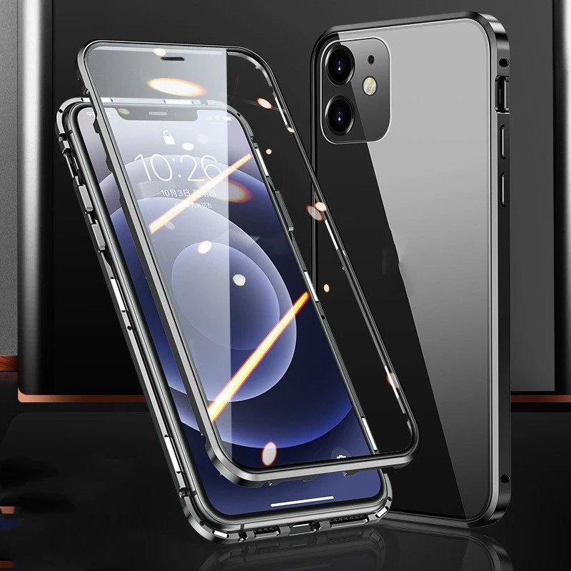 Magnetic Absorbing Glass Phone Case Protective Cover