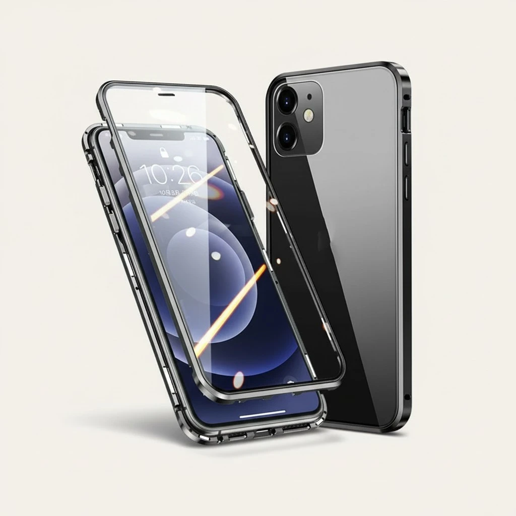 Magnetic Absorbing Glass Phone Case Protective Cover