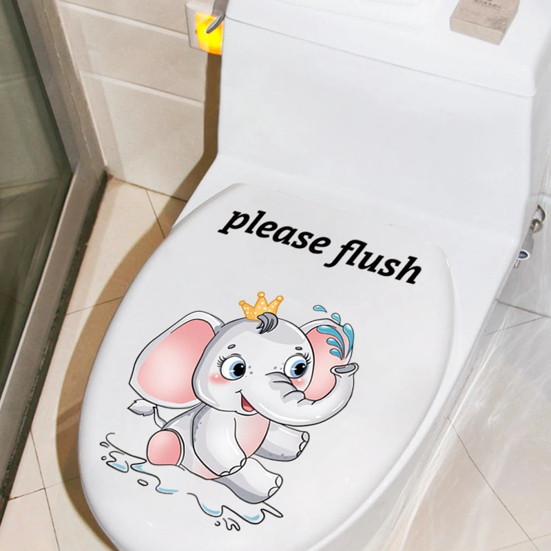 Happy Day Cute Elephant Home Shop Bathroom Toilet Decorative Painting Stickers