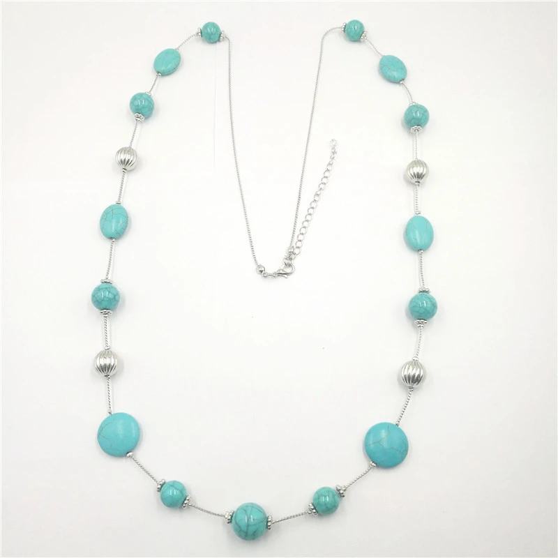 Women's Fashionable And Versatile Turquoise Beads Sweater Chain