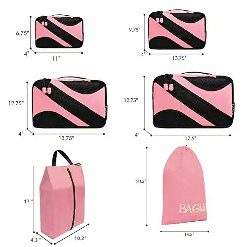 BAGAIL 6 Set Packing Cubes,Travel Luggage Packing Organizers(5set+Laundry bag Flag)