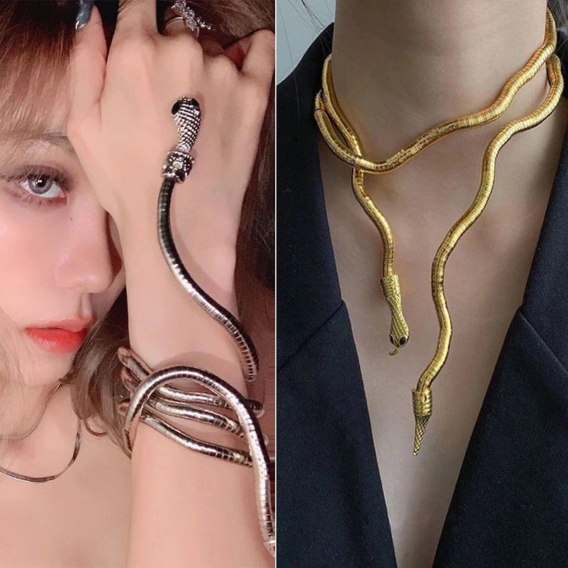 Alloy Winding Snake Necklace Hip Hop Niche Design Hot Girl Dark Collar