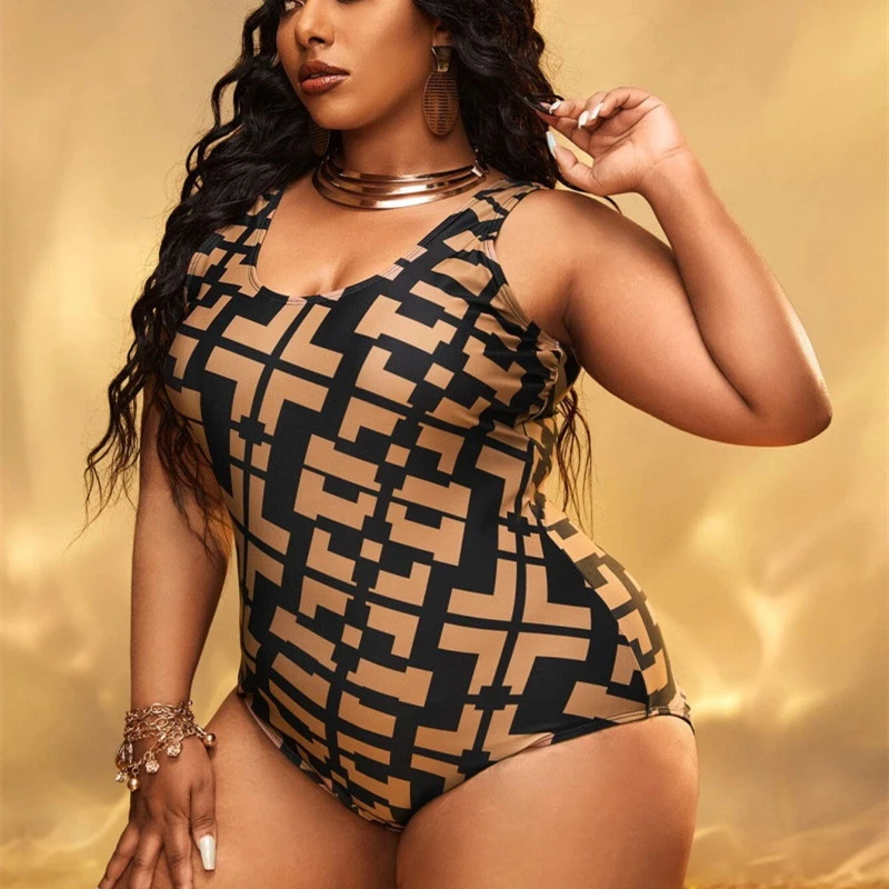 Women's Fashion Graphics Patchwork Print Bikini One-piece Swimsuit