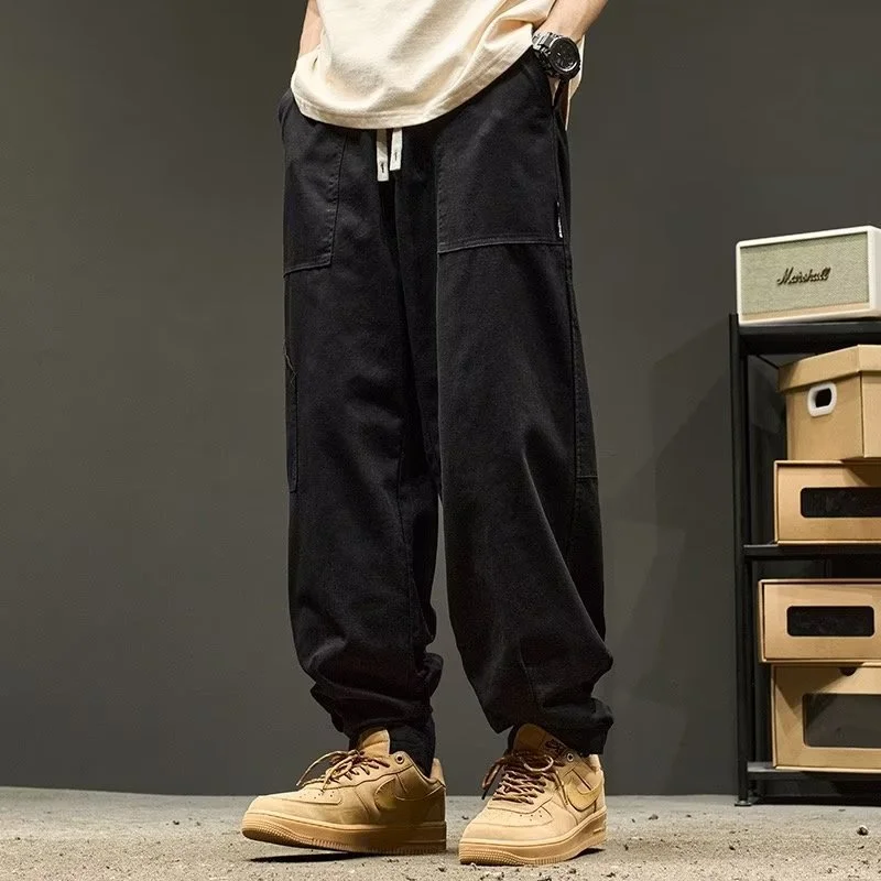 2023 NEW Men's nine points pants sports pants, literary casual pants bundle feet lazy, youth popular solid color loose type spring and autumn everything