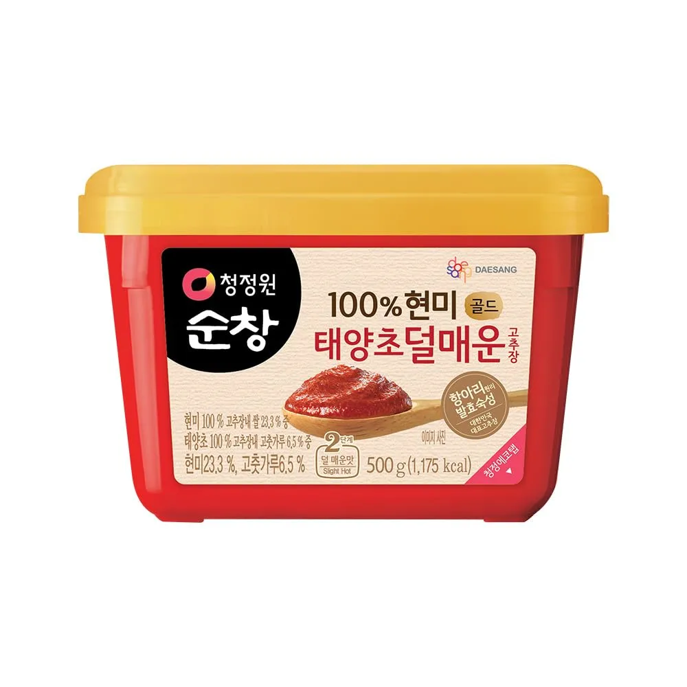 Chung Jung One O'Food Mild Gochujang 1.1lb, Korean Red Chili Pepper Paste, Spicy, Sweet and Savory Sauce, Traditional Fermented Condiment, 100% Brown Rice