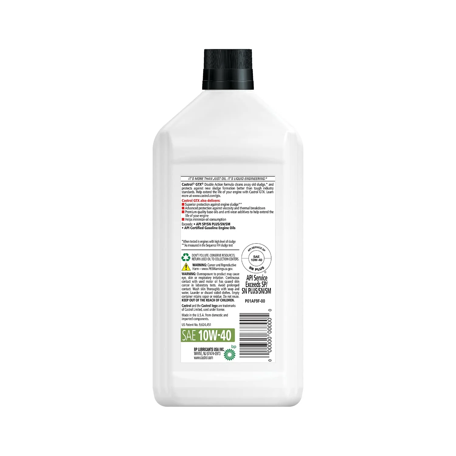 Castrol 6146 GTX 10W-40 Motor Oil, 1 Quart, 6 Pack