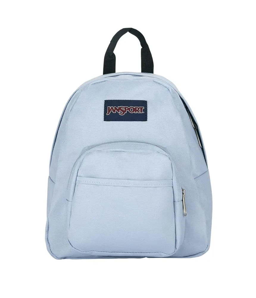 JanSport Half Pint Mini Backpack, 10.2 L - Durable Mini Bag Purse with Adjustable Shoulder Straps, Single Main Compartment, Zippered Stash Pocket, Blue Dusk