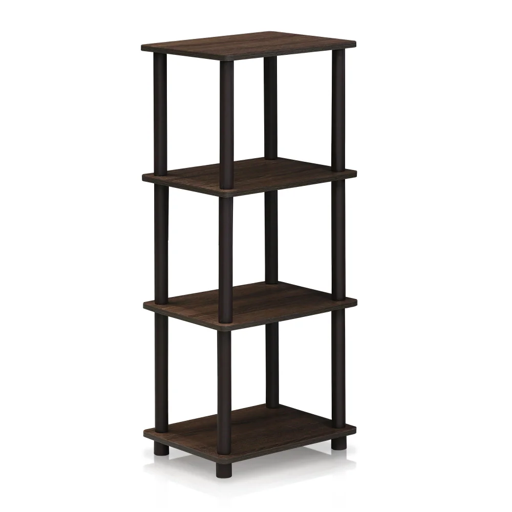 FURINNO Turn-N-Tube Shelf, 3 Space, Walnut/Brown