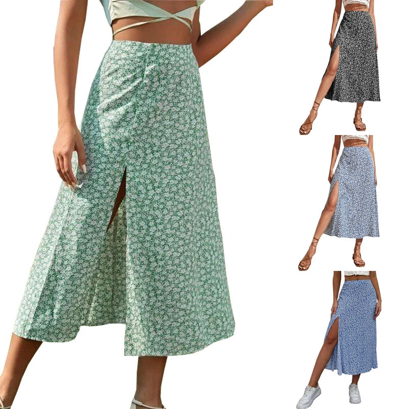 2023 Summer New Floral Slit A-Line Long Skirt