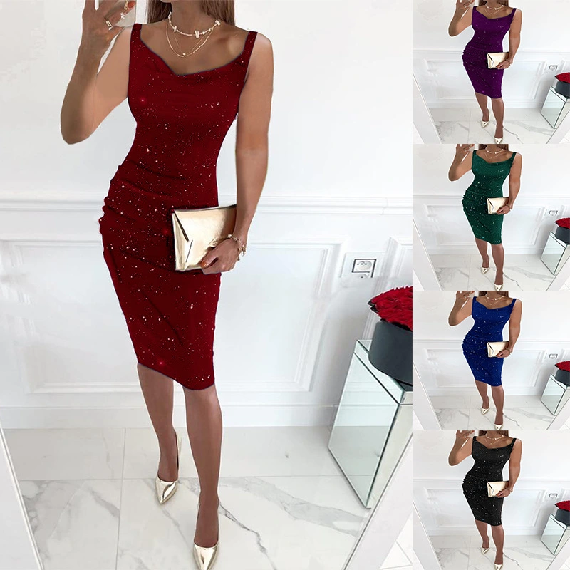 Spring and Summer 2023 New Products from Europe and America Women's Wear Hot Diamond Wrapped Hip Sexy Dress Dress