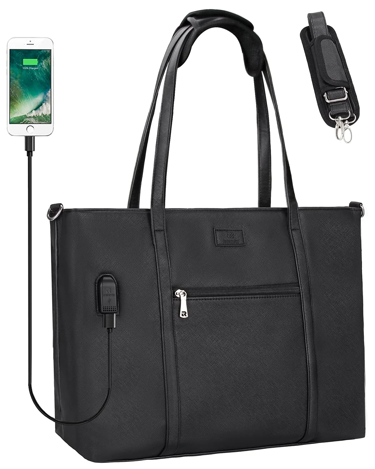 Woman Laptop Tote Bag,USB Teacher Bag Work Bag Purse Fits 15.6 in Laptop