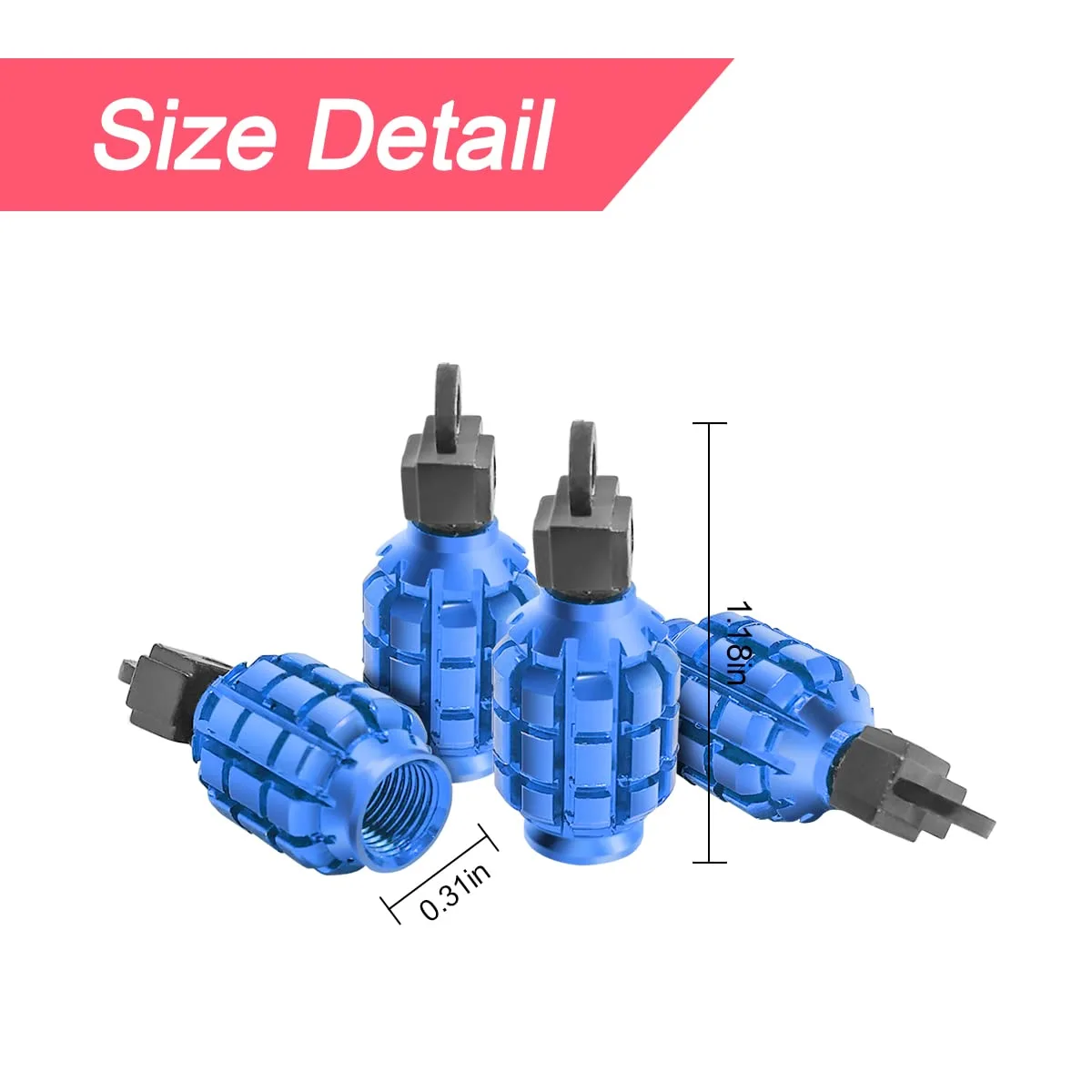 4 PCS Car Tire Valve Stem Cap/Cover, Airtight Anti-Rust Valve Stem Caps Universal for Most Cars, Vehicles, Bicycles, Motorcycles and More, Cool Car Accessories for Men Women (Blue1)