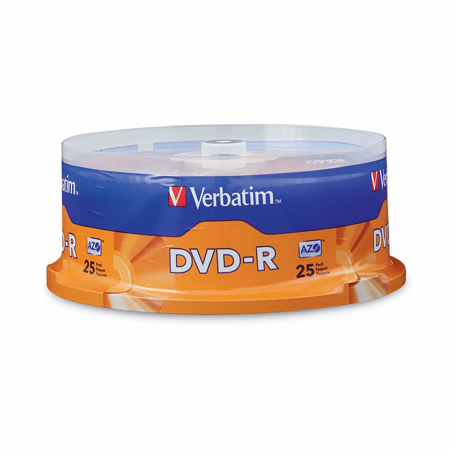 Verbatim DVD-R Blank Discs AZO Dye 4.7GB 16X Recordable Disc - 25 Pack Spindle,Silver