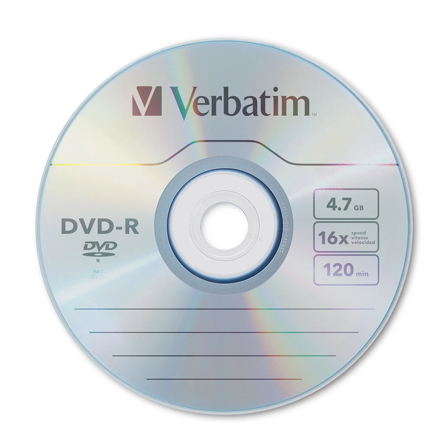 Verbatim DVD-R Blank Discs AZO Dye 4.7GB 16X Recordable Disc - 25 Pack Spindle,Silver
