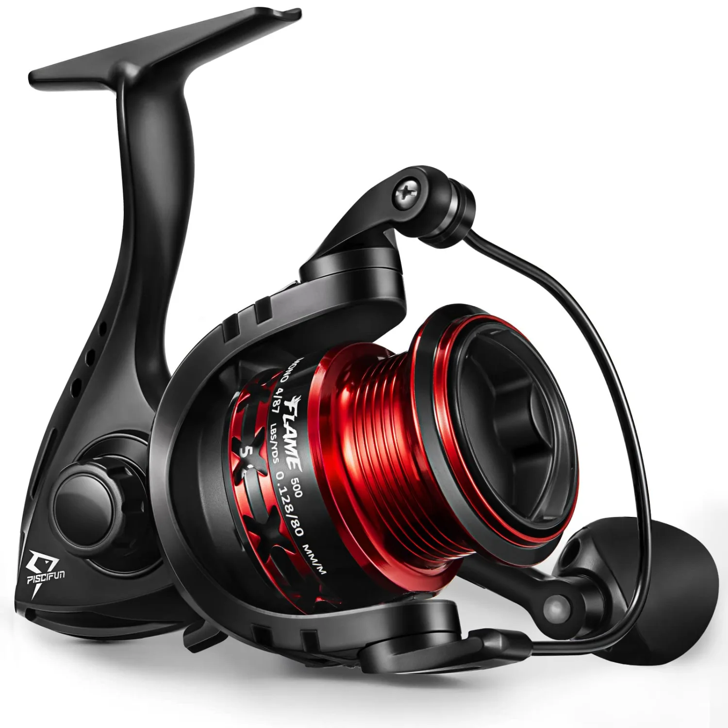 Piscifun Flame Spinning Reels, Lightweight 9+1BB Ultra Smooth Spinning Fishing Reels, 19.8LBs Max Drag, 500, 1000, 2000, 3000, 4000, 5000 Series, Red & Gold & Blue