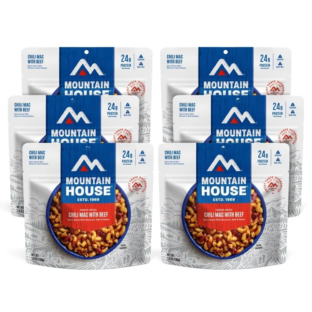 Mountain House Chili Mac with Beef | Freeze Dried Backpacking & Camping Food | 6-Pack