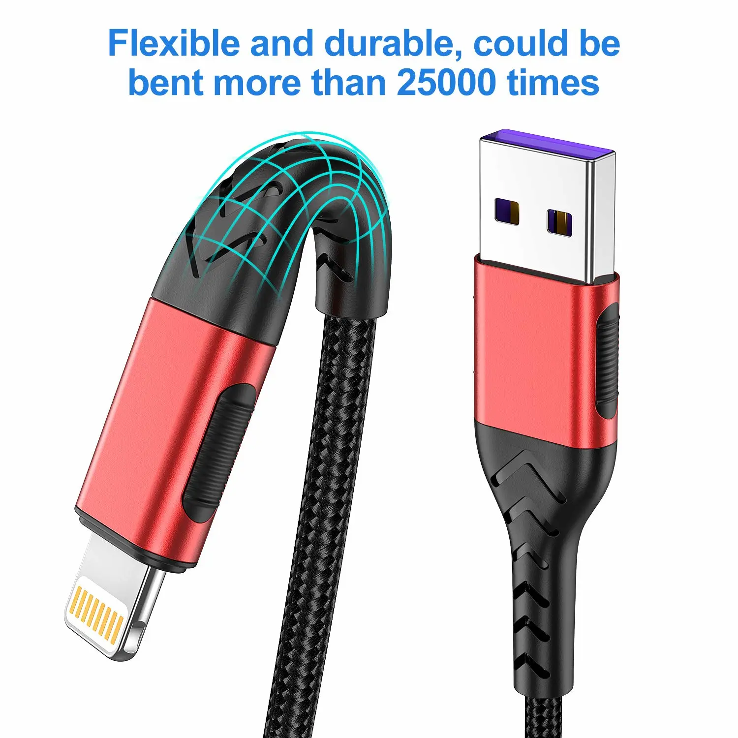 iPhone Charger, [Apple MFi Certified] 3Pack 1FT USB A Cable for Fast Charger Cable, Durable iPhone Charging Cord Compatible with iPhone Xs Max/XS/XR/X/8/7/6S/6/Plus/SE/iPad(Red)