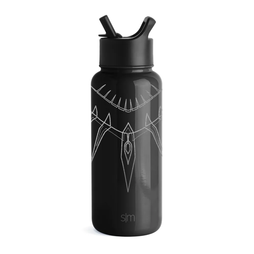 Simple Modern Marvel Black Panther Avengers Water Bottle with Straw Lid Vacuum Insulated Stainless Steel Metal Thermos | Gifts for Women Men Reusable Leak Proof Flask | Summit Collection | 32oz