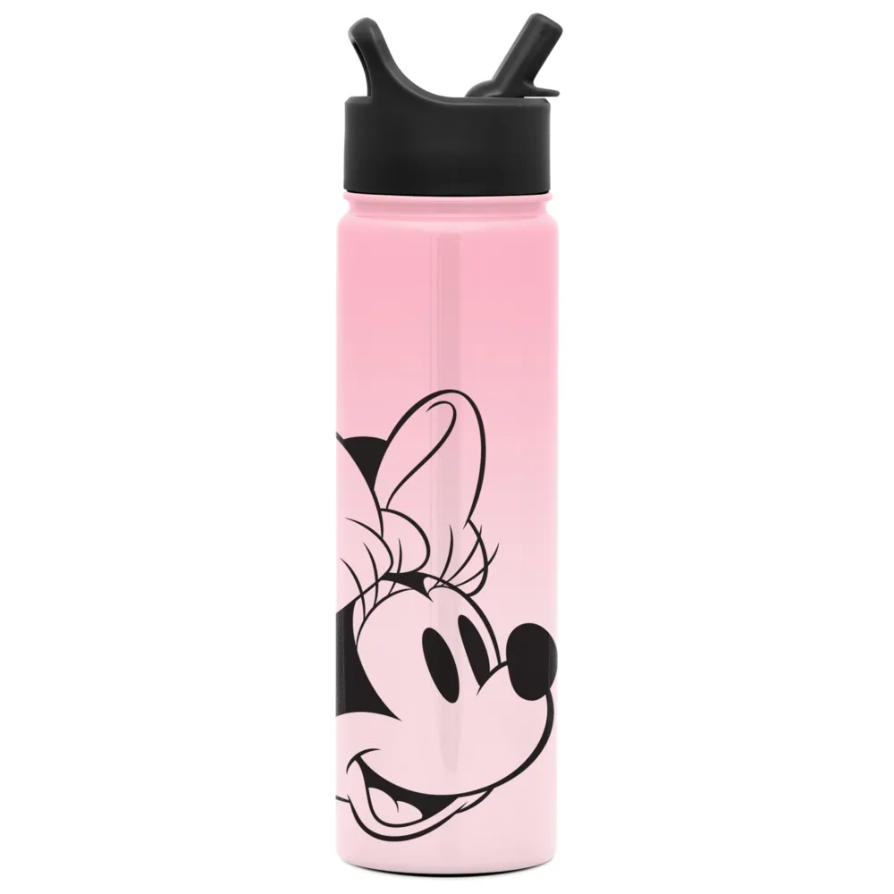 Simple Modern Disney Minnie Mouse Water Bottle with Straw Lid Vacuum Insulated Stainless Steel Metal Thermos | Gifts for Women Men Reusable Leak Proof Flask | Summit Collection | 22oz