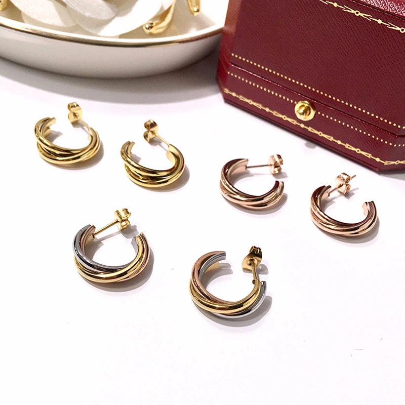 Titanium Steel Vacuum Ring Three-color Stud Trend Simple Accessories