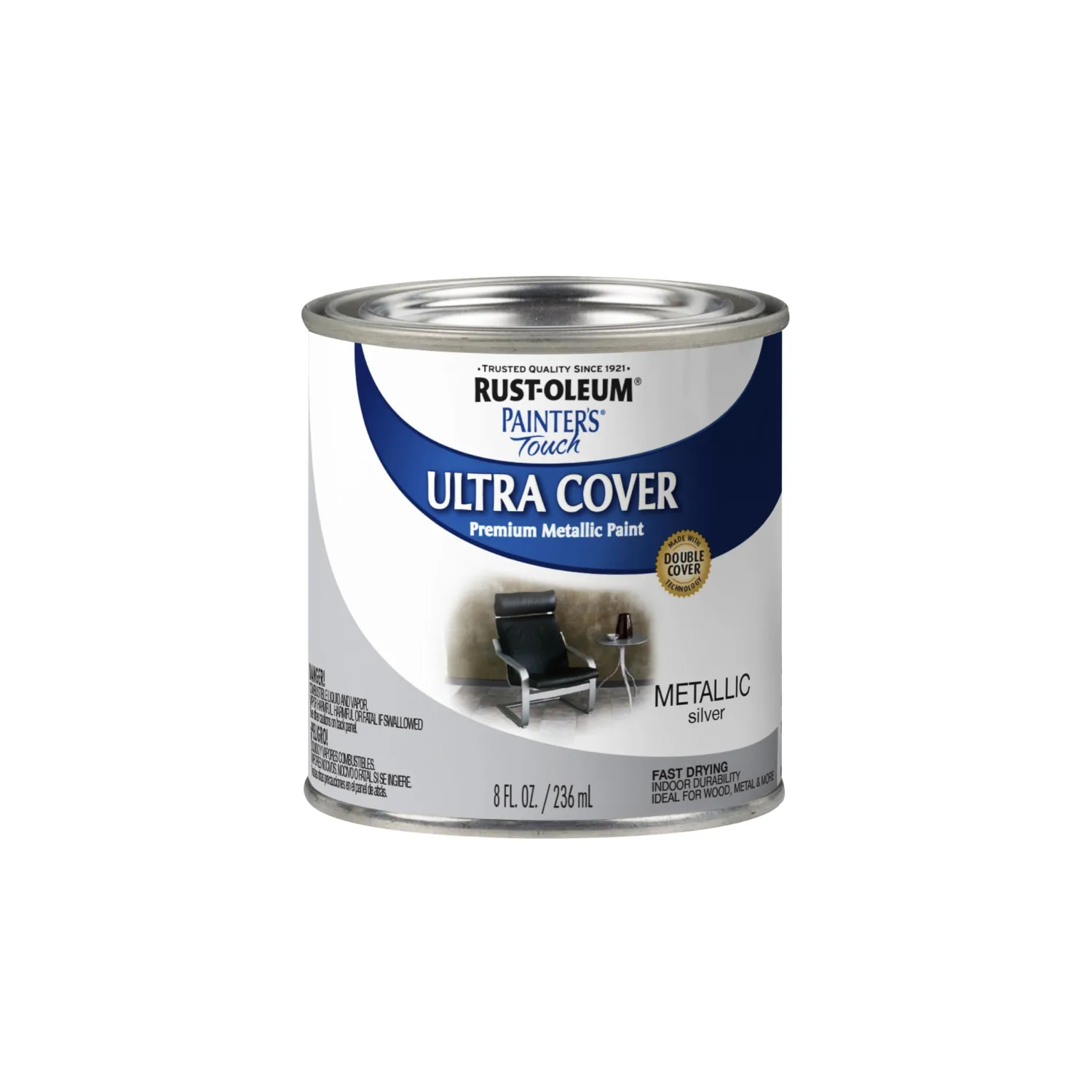 Rust-Oleum 240288 Paint'er's Touch Brush Interior Paint, 8 Fl Oz (Pack of 1), Metallic Silver, 11