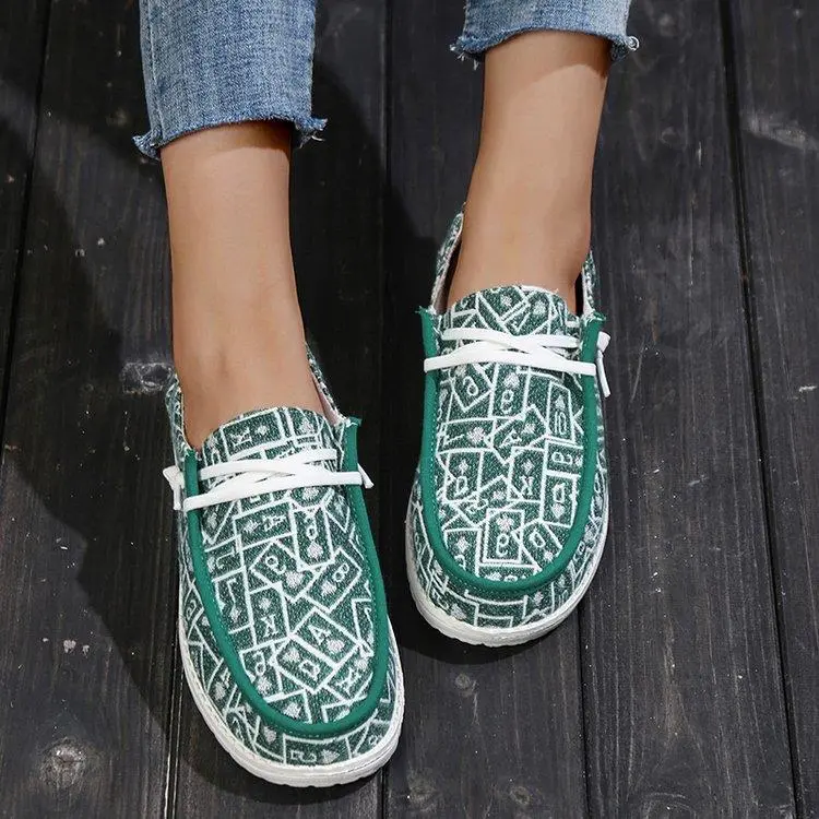 Printed Platform Low-top Shoes Women's Large Size Flats Loafers