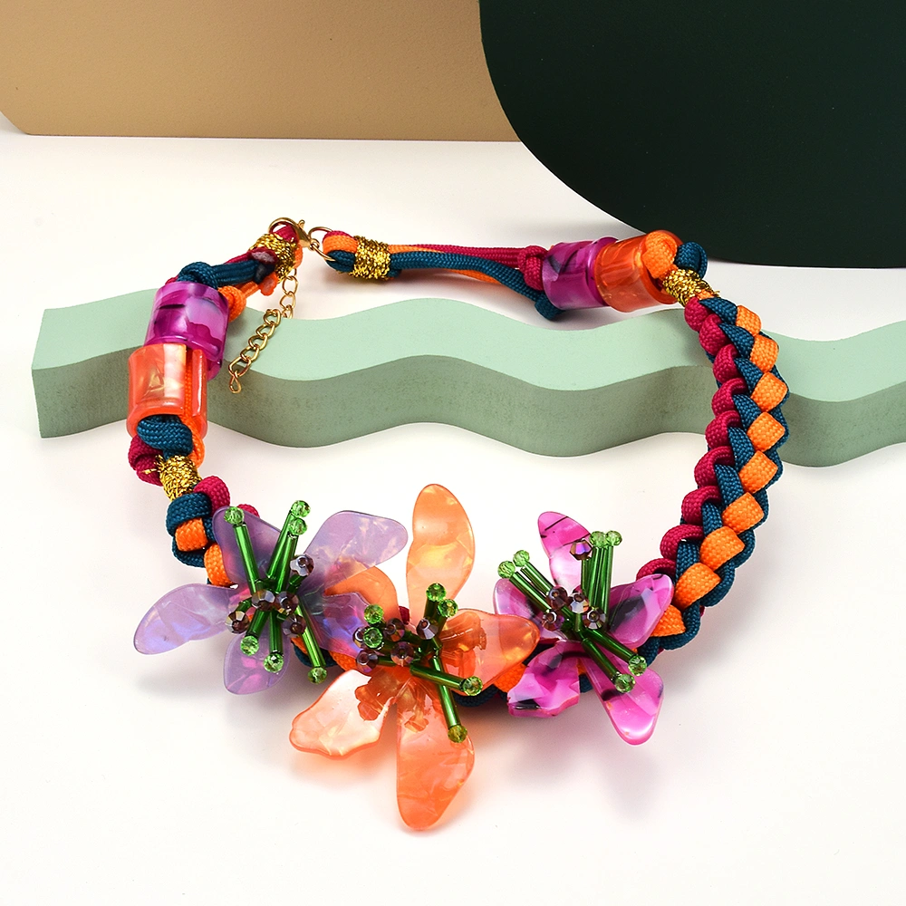 Colored Resin Flower Necklace