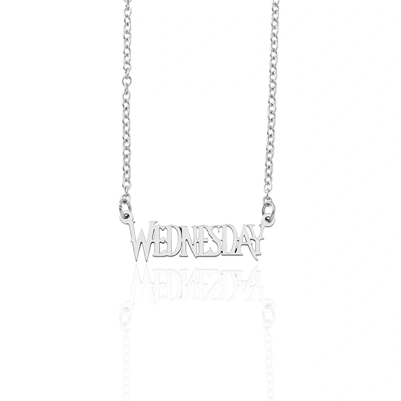 Wednesday Alphabet Stainless Steel Pendant Necklace