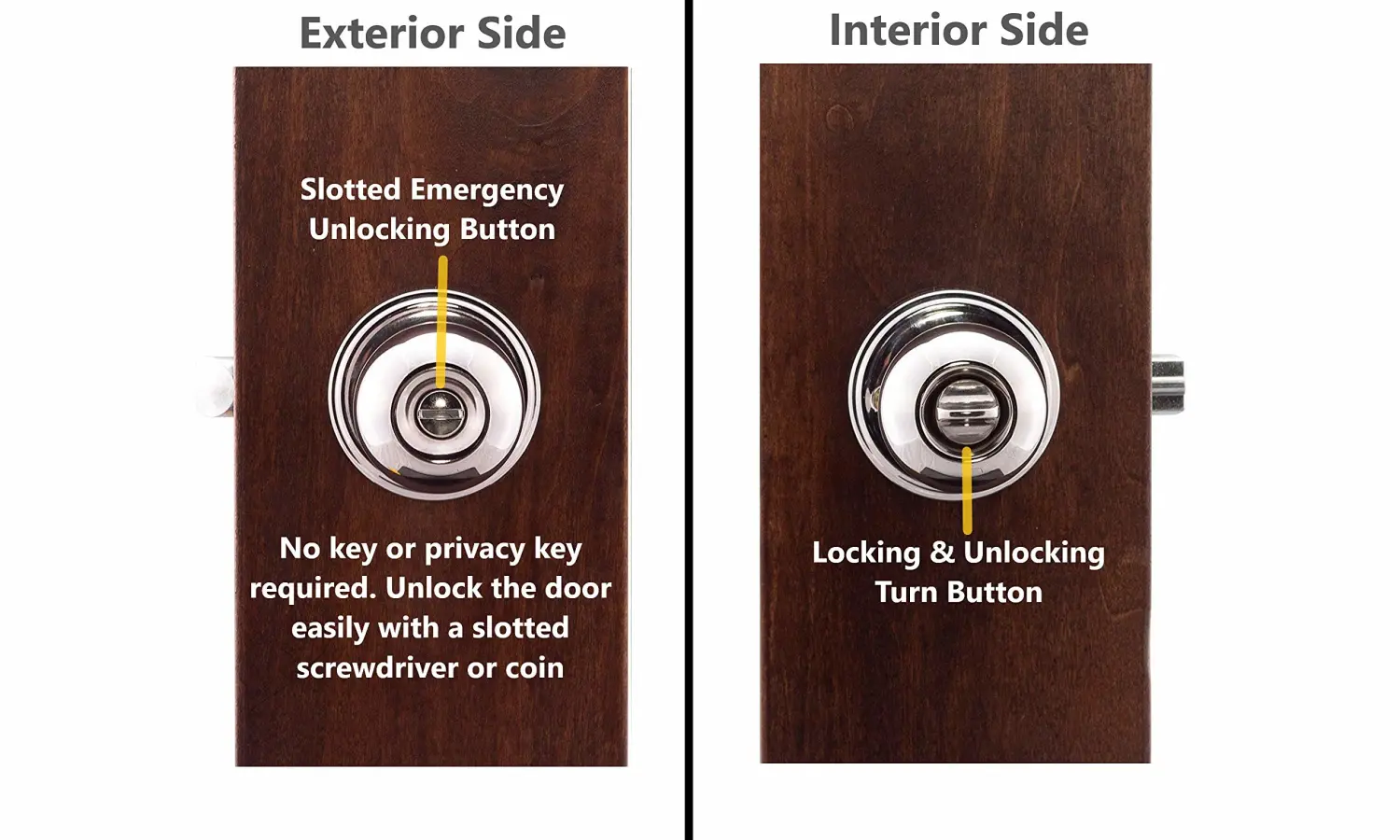 Copper Creek BK2030PS Ball Door Knob, Privacy Function, 1 Pack, Polished Stainless