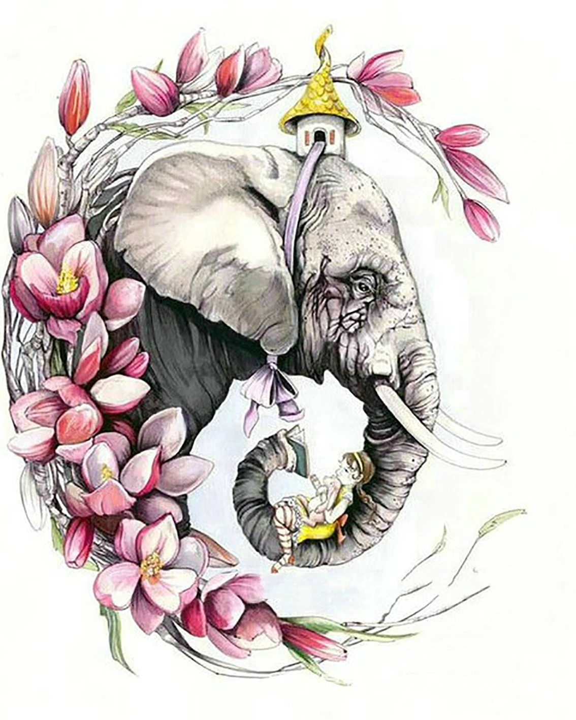 5D Diamond Painting Full Of Diamond Animals And Elephants Diy
