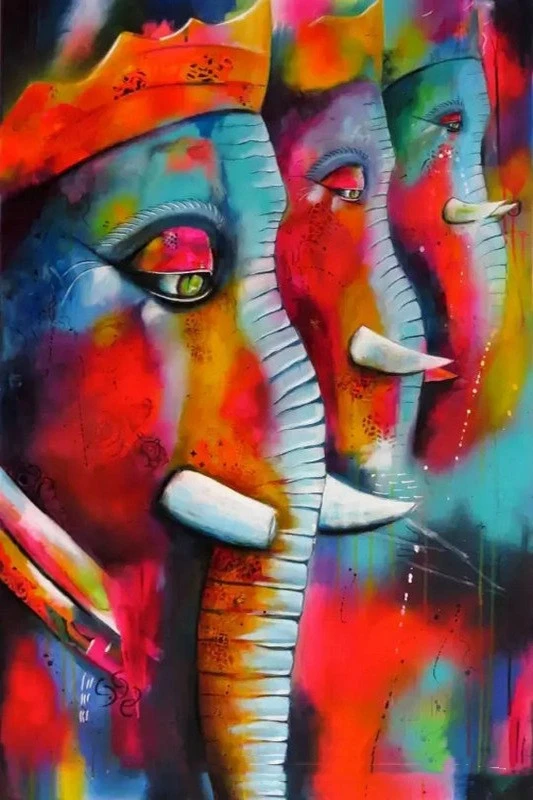 5D Diamond Painting Full Of Diamond Animals And Elephants Diy