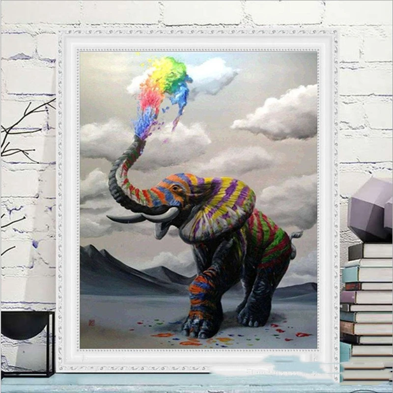 5D Diamond Painting Full Of Diamond Animals And Elephants Diy