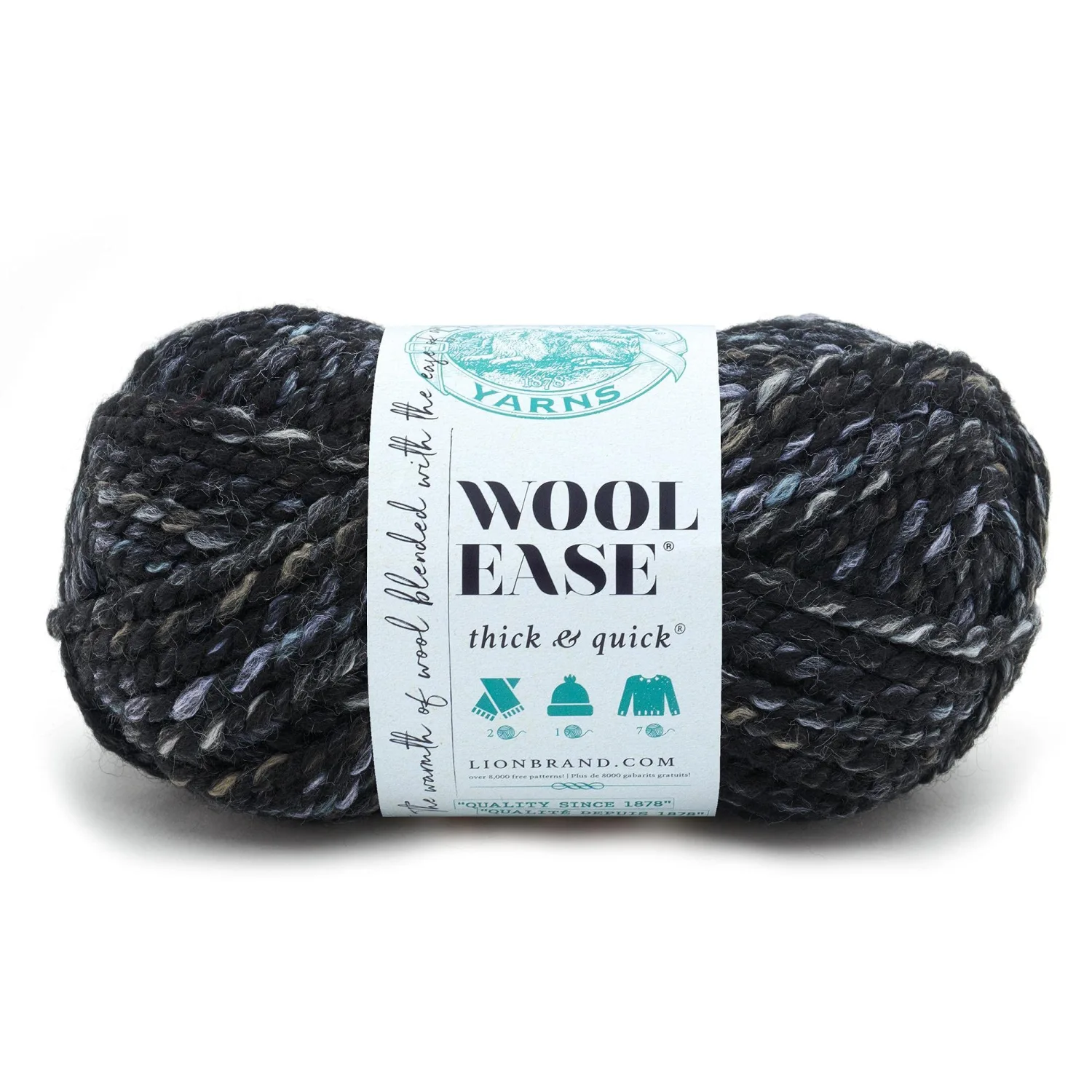 Lion Brand Yarn Wool-Ease Thick & Quick Yarn, Soft and Bulky Yarn for Knitting, Crocheting, and Crafting, 1 Skein, Metropolis