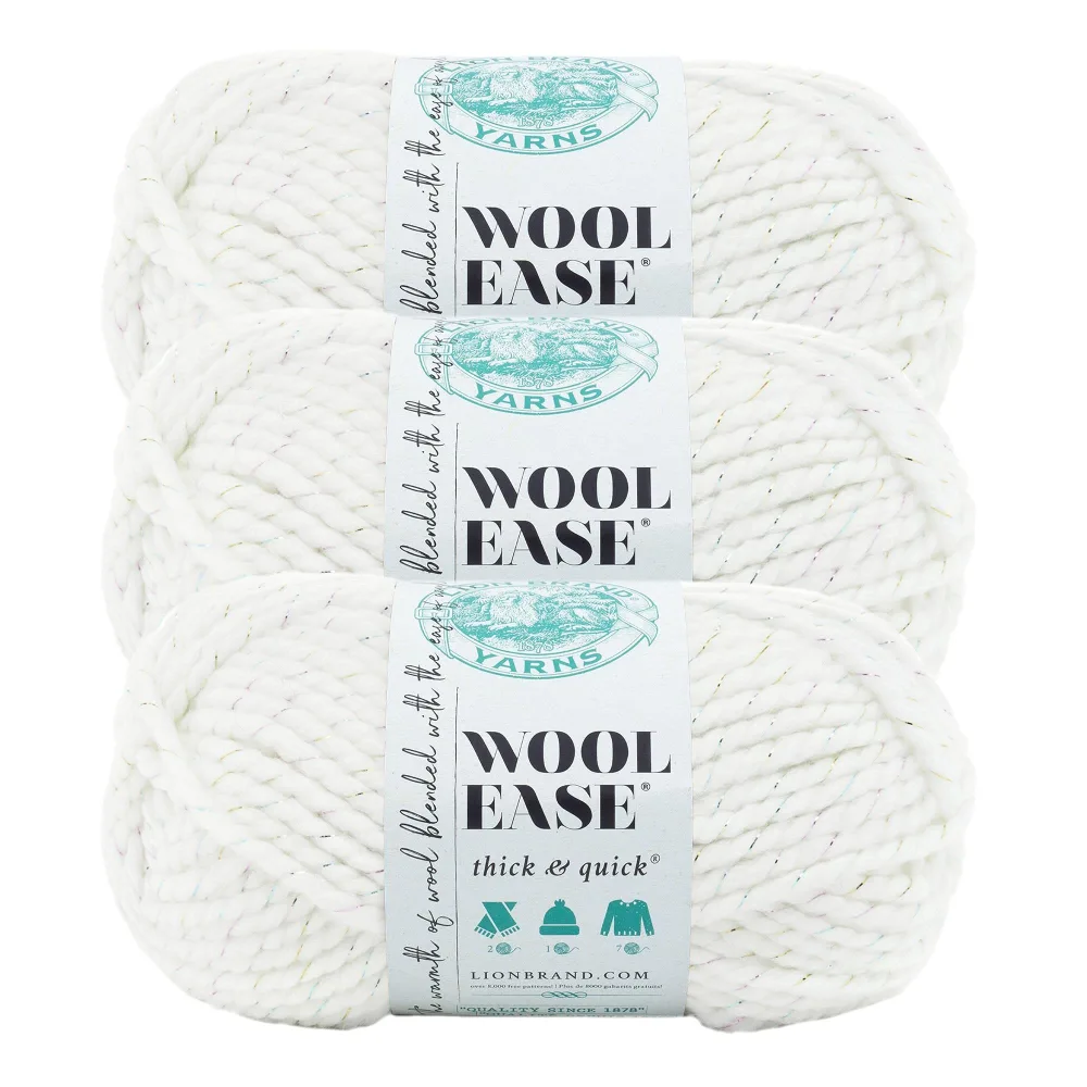 Lion Brand Yarn Wool-Ease Thick & Quick Yarn, Soft and Bulky Yarn for Knitting, Crocheting, and Crafting, 3 Pack, Celebration