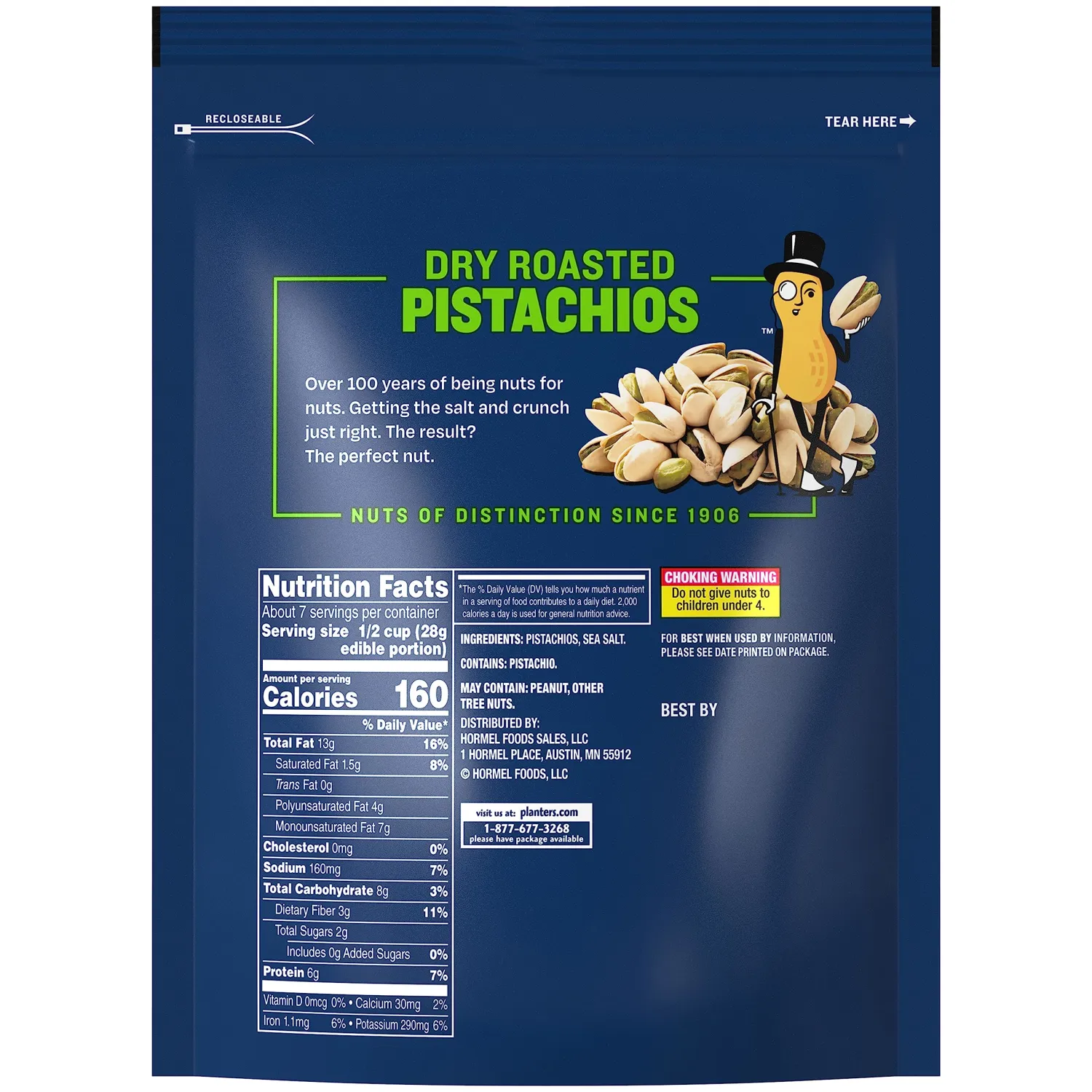 PLANTERS Dry Roasted Pistachios, 12.75 oz Bag