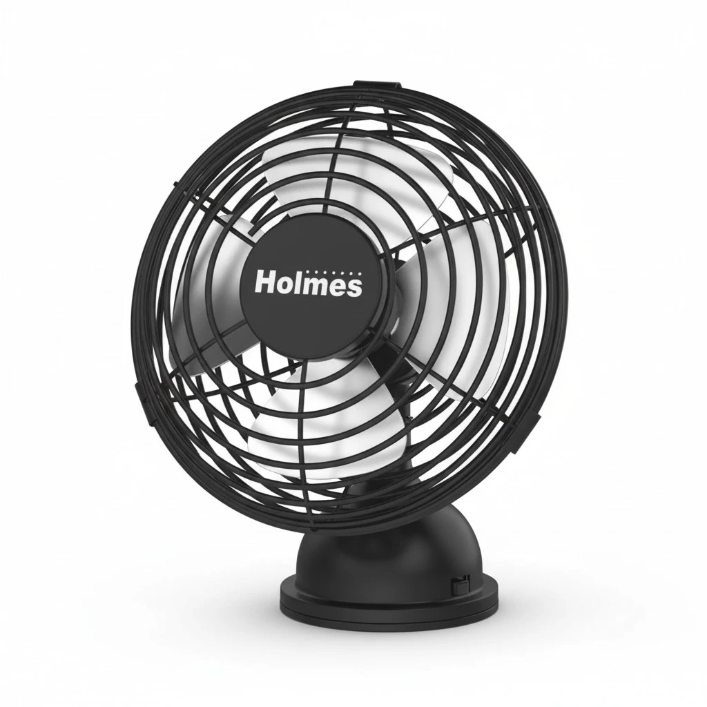 HOLMES 4" Mini Heritage Desk Fan, USB-Powered, Single Speed, 4 Blades, Adjustable 100° Head Tilt, Metal Construction, Ideal for Home, Dorm Rooms, Bedrooms, Office or Travel, Vintage Matte Black