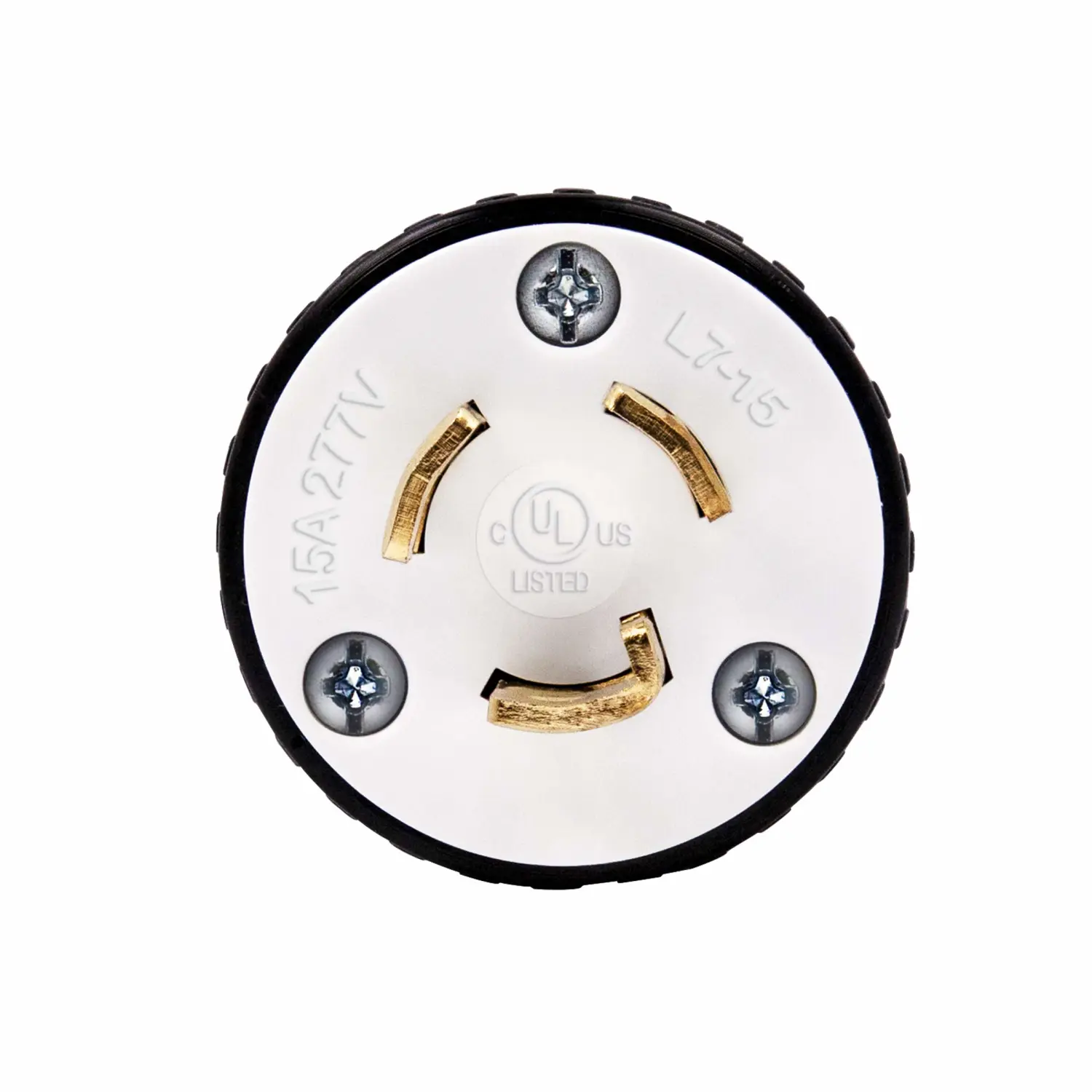 ENERLITES NEMA L7-15P Locking Plug Connector for Generator, Twist Lock Male Plug, 15 Amp, 277 Volt, 2 Pole, 3 Wire Grounding, Industrial Grade Heavy Duty, UL Listed, 66481-BK, Black
